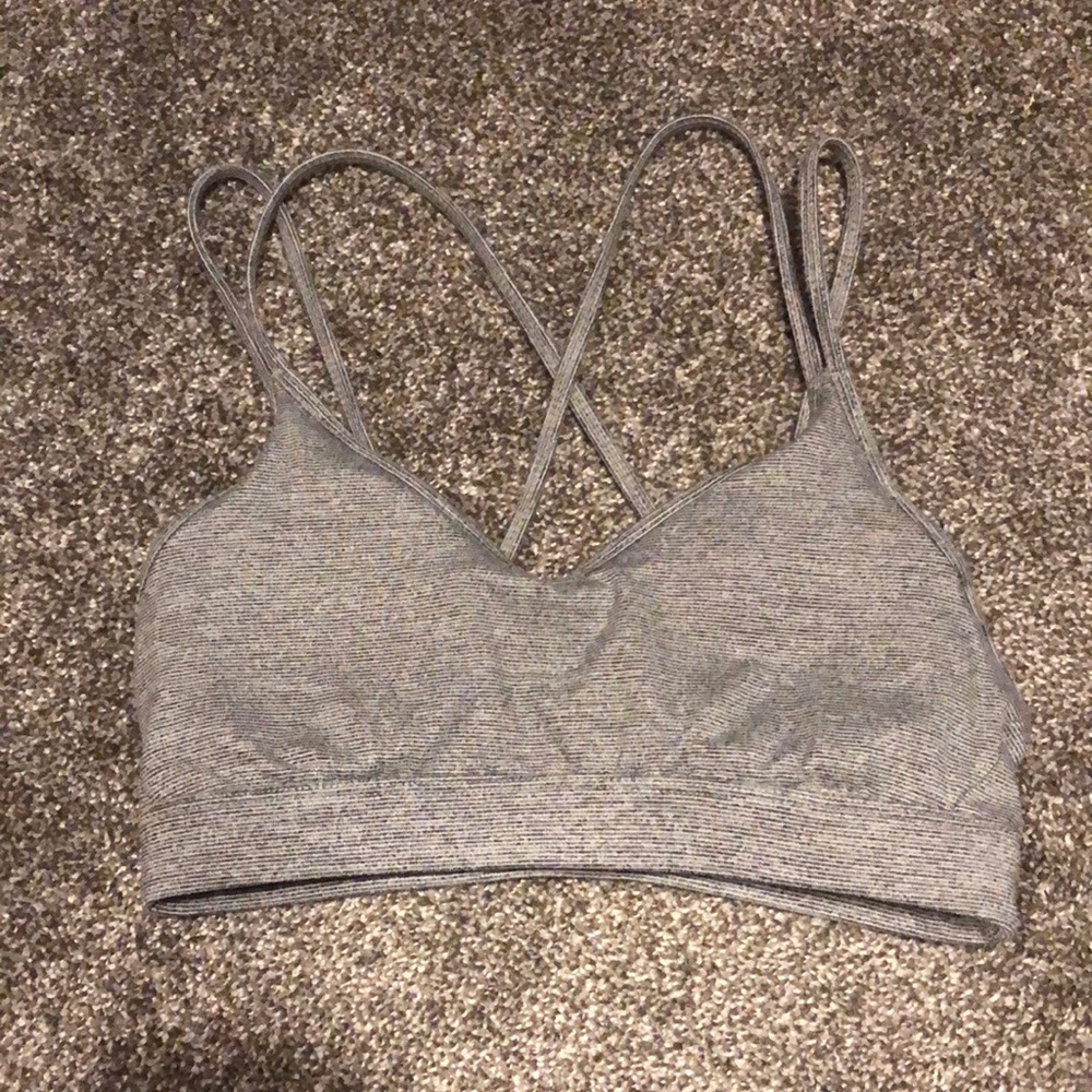 Black and white striped sports bra